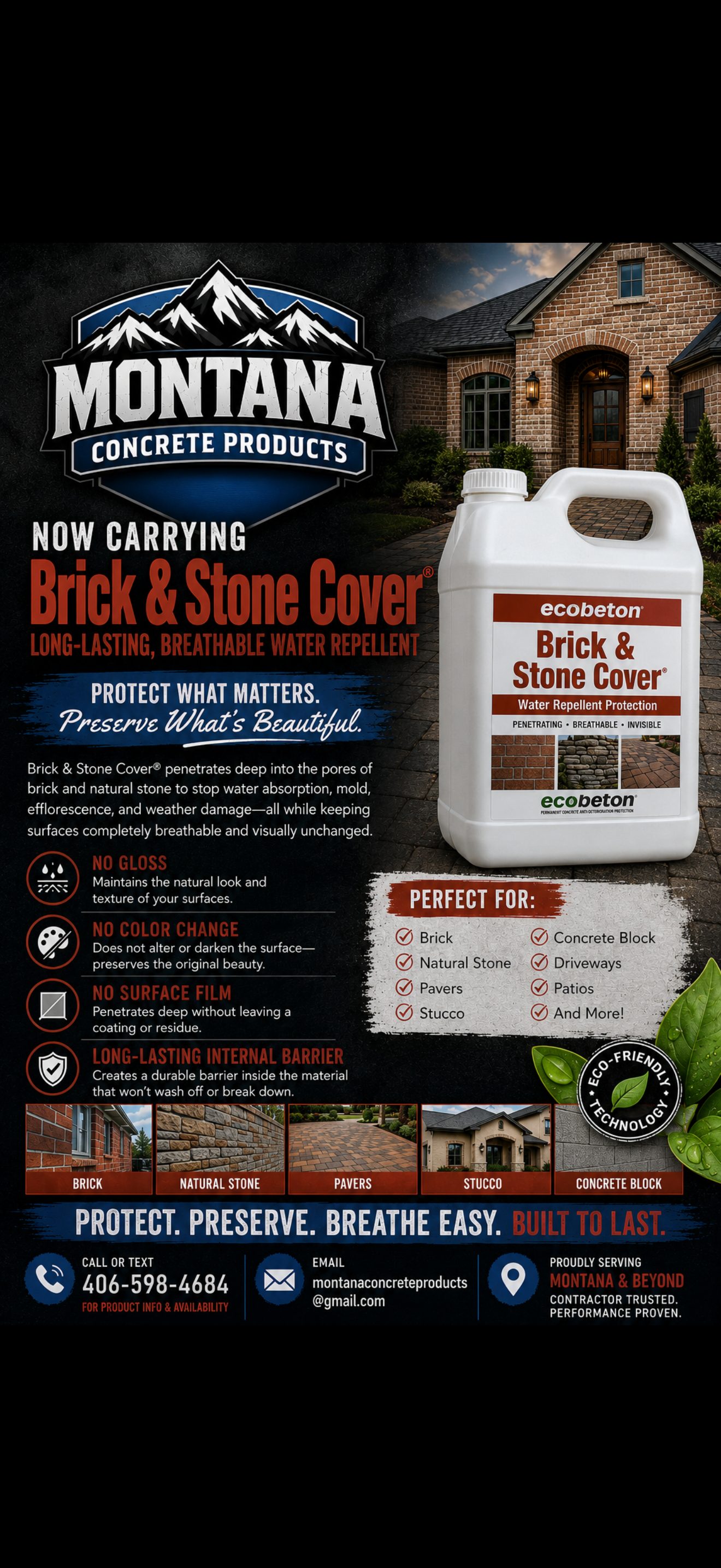 Brick and Stone Cover water repellent applied to a masonry surface